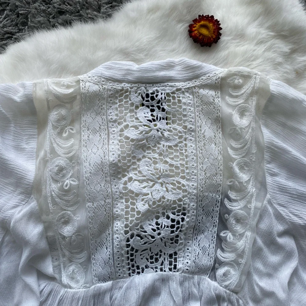 Elevenses by Anthropologie White Crochet Kimono Cardigan - Picture 4 of 8